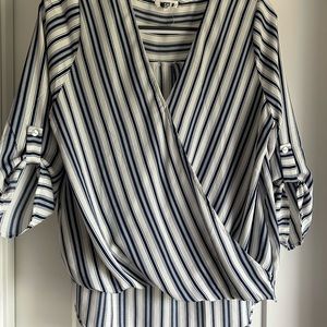 (5 for $20) West K (StitchFix) white/navy striped blouse Size M